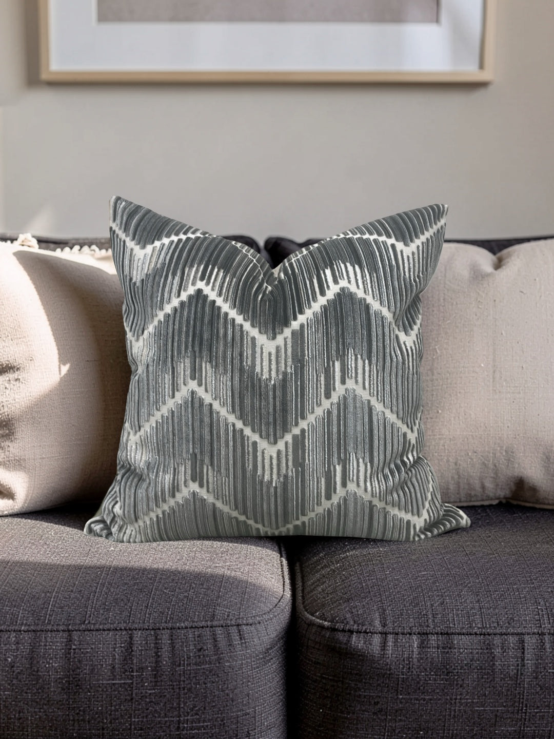 Kravet Fabric Decorative Pillow Highs And Lows Anthracite 20x20" Knife Edge Cover