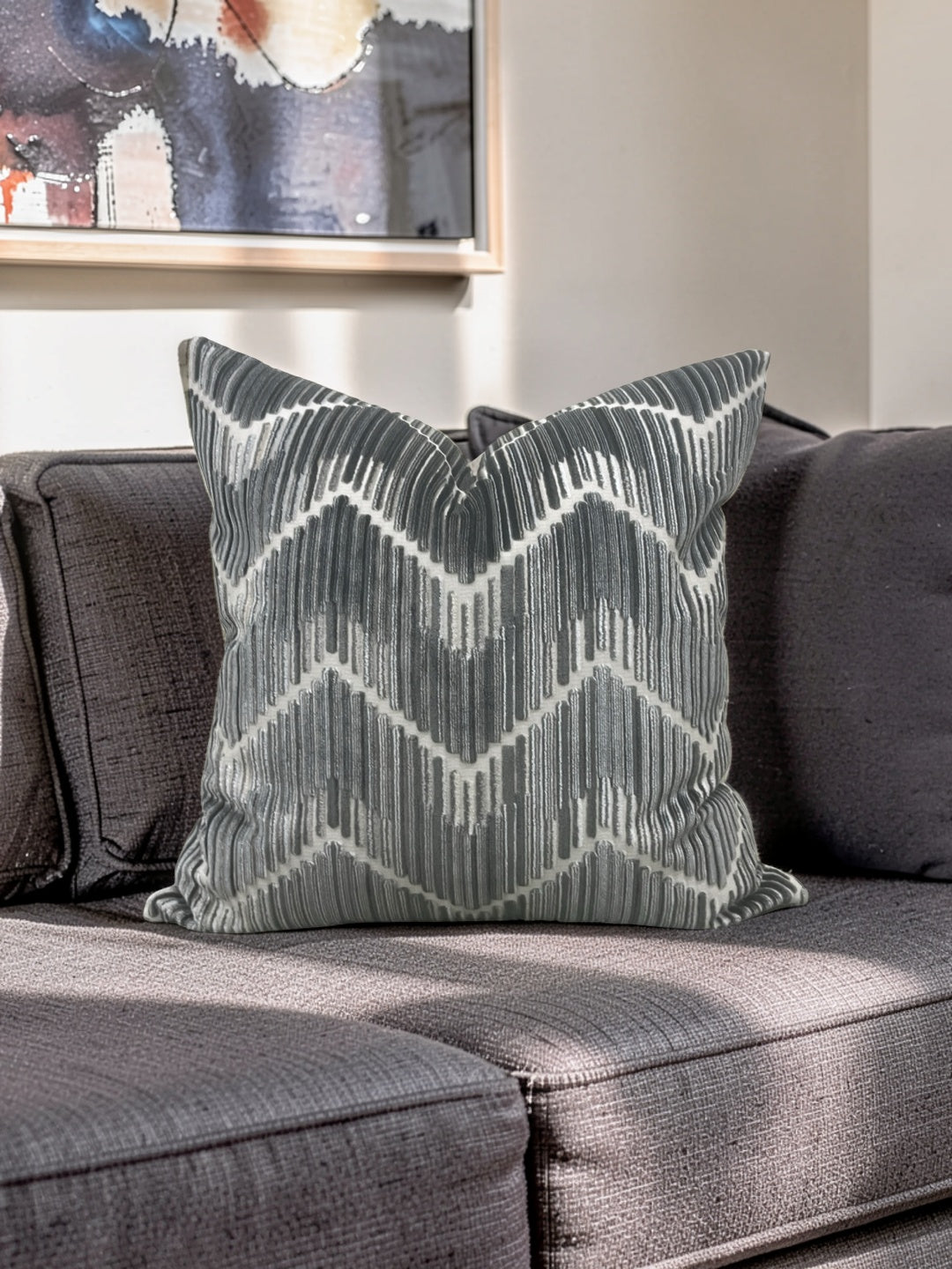 Kravet Fabric Decorative Pillow Highs And Lows Anthracite 20x20" Knife Edge Cover