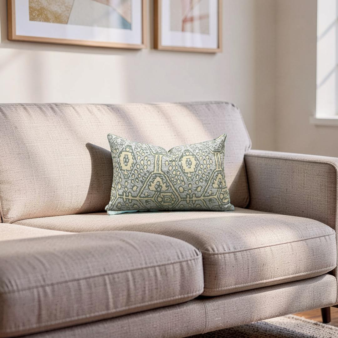 Jennifer Shorto Lumbar Pillow Tao Mint 12x18" Knife Edge Cover