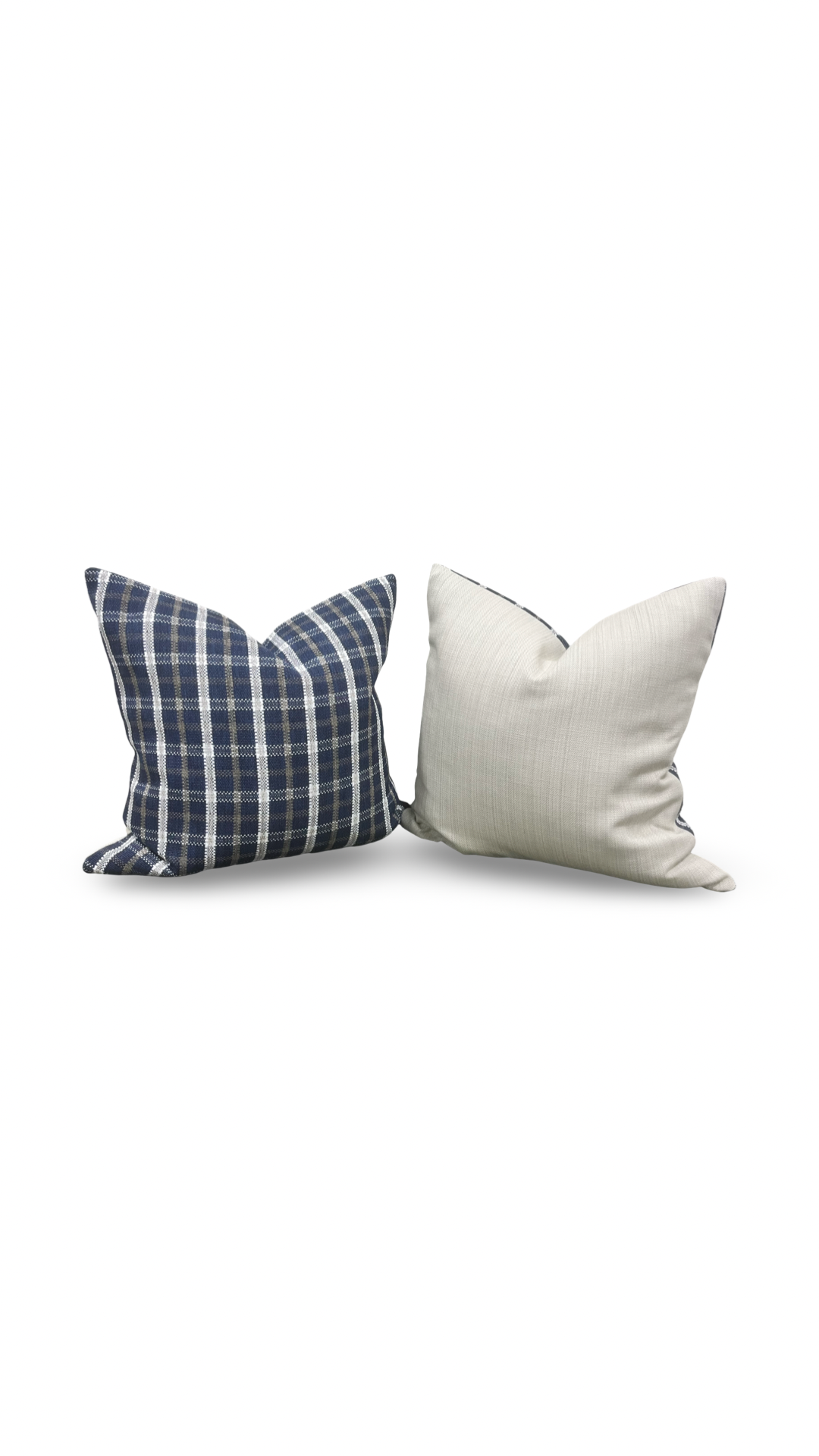 Designer Fabric Samoa Plaid Indigo 22X22" Knife Edge Throw Pillow