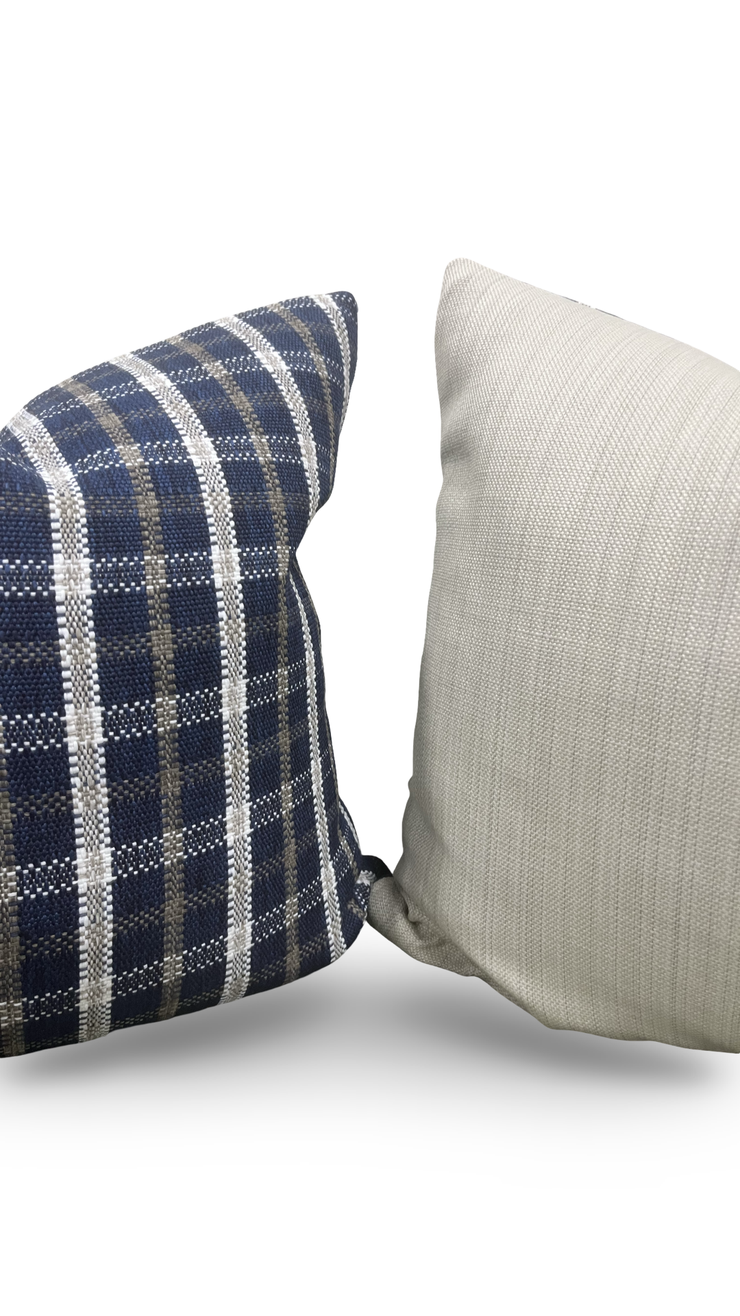Designer Fabric Samoa Plaid Indigo 22X22" Knife Edge Throw Pillow