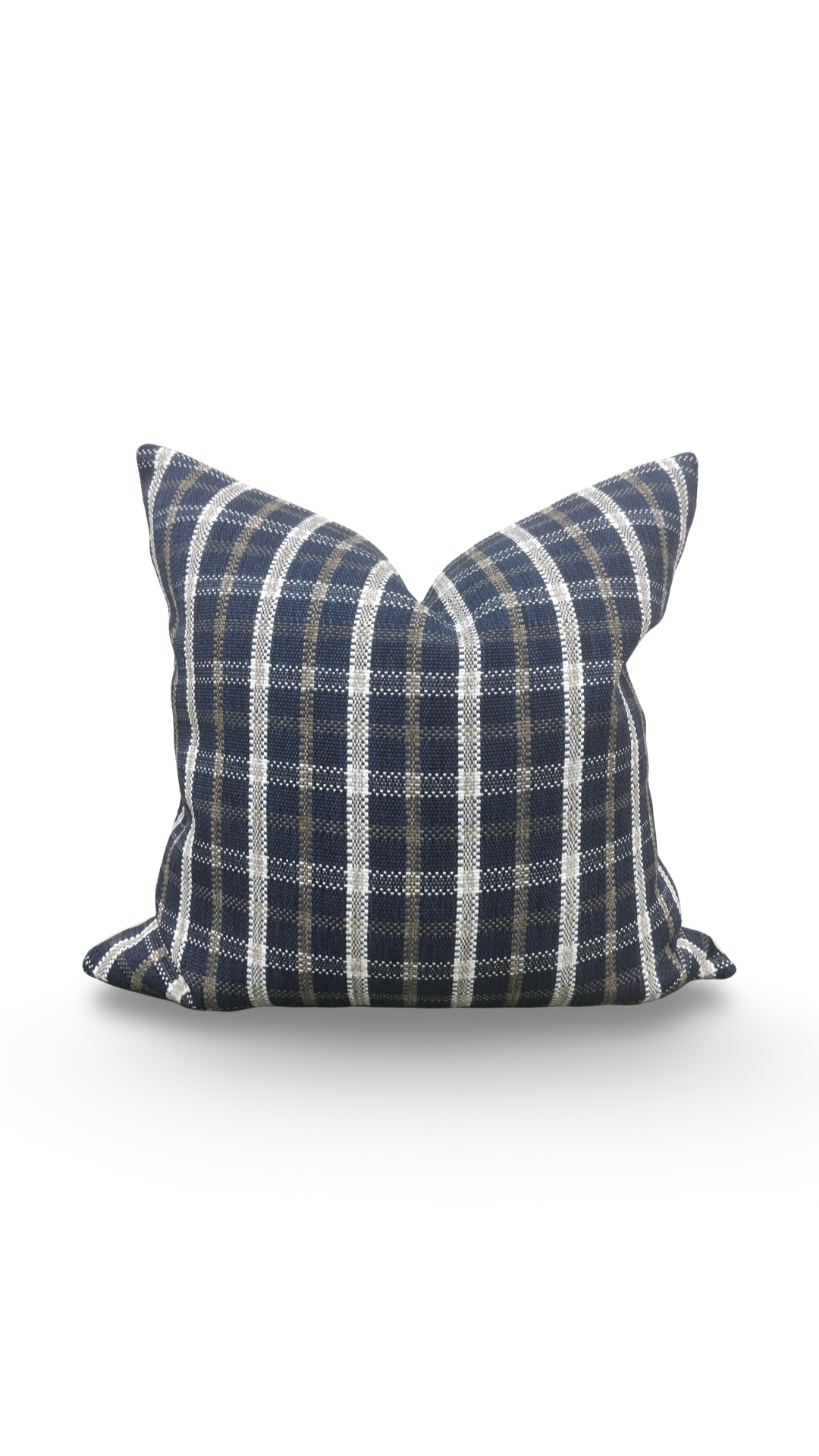 Designer Fabric Samoa Plaid Indigo 22X22" Knife Edge Throw Pillow