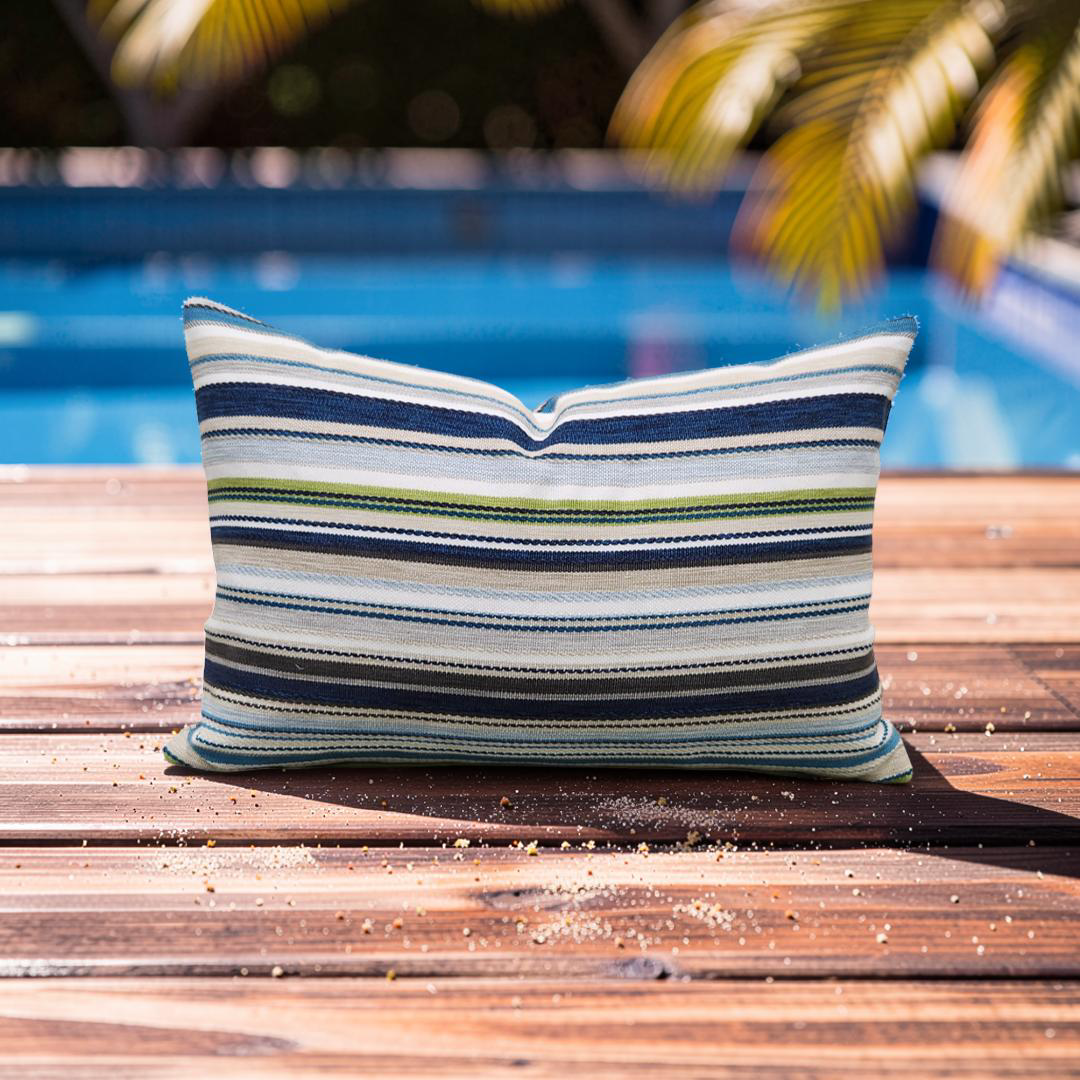 Jim Thompson Lumbar Pillow Pool Party Maritime 12x18" Knife Edge Cover