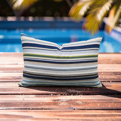 Jim Thompson Lumbar Pillow Pool Party Maritime 12x18" Knife Edge Cover