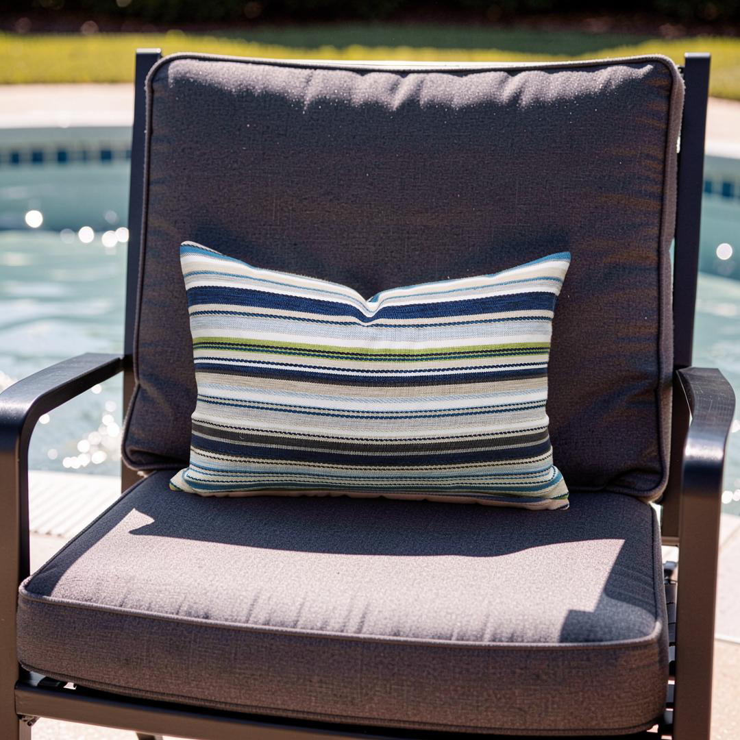 Jim Thompson Lumbar Pillow Pool Party Maritime 12x18" Knife Edge Cover