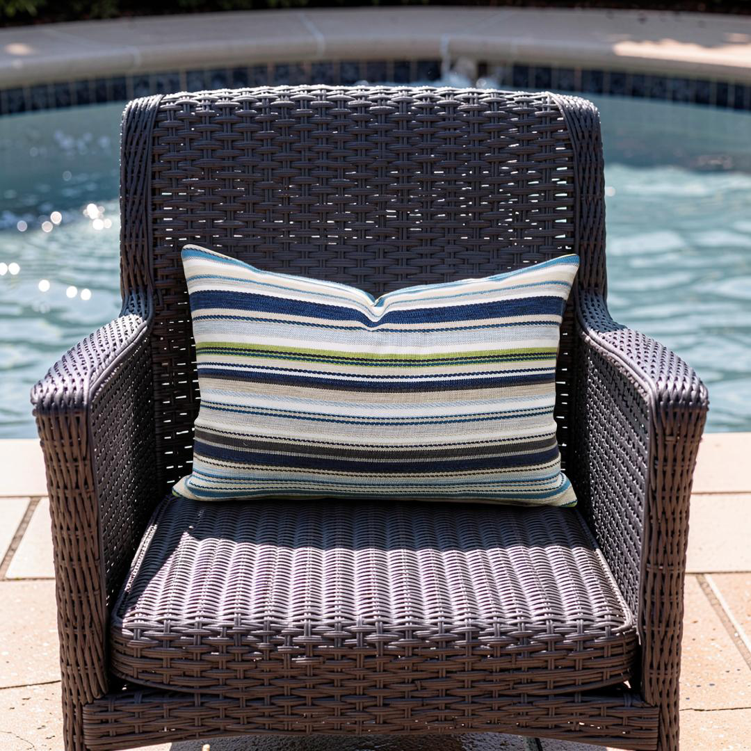 Jim Thompson Lumbar Pillow Pool Party Maritime 12x18" Knife Edge Cover