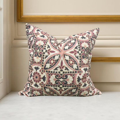 Designer Fabric Oman Berry 22x22" Knife Edge Decorative Throw Pillow