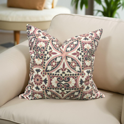 Designer Fabric Oman Berry 22x22" Knife Edge Decorative Throw Pillow