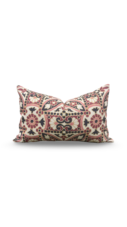 Designer Fabric Oman Berry 12x18" Knife Edge Decorative Lumbar Pillow