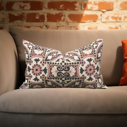 Designer Fabric Oman Berry 12x18" Knife Edge Decorative Lumbar Pillow