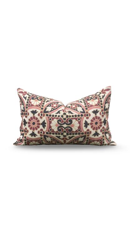 Designer Fabric Oman Berry 12x18" Knife Edge Decorative Lumbar Pillow