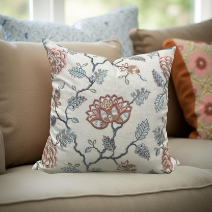 Designer Fabric Grand Bouquet Sorbet 22x22" Knife Edge Decorative Throw Pillow