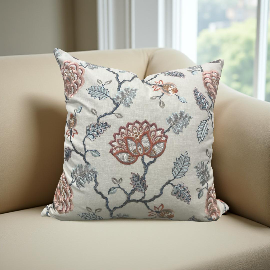 Designer Fabric Grand Bouquet Sorbet 22x22" Knife Edge Decorative Throw Pillow