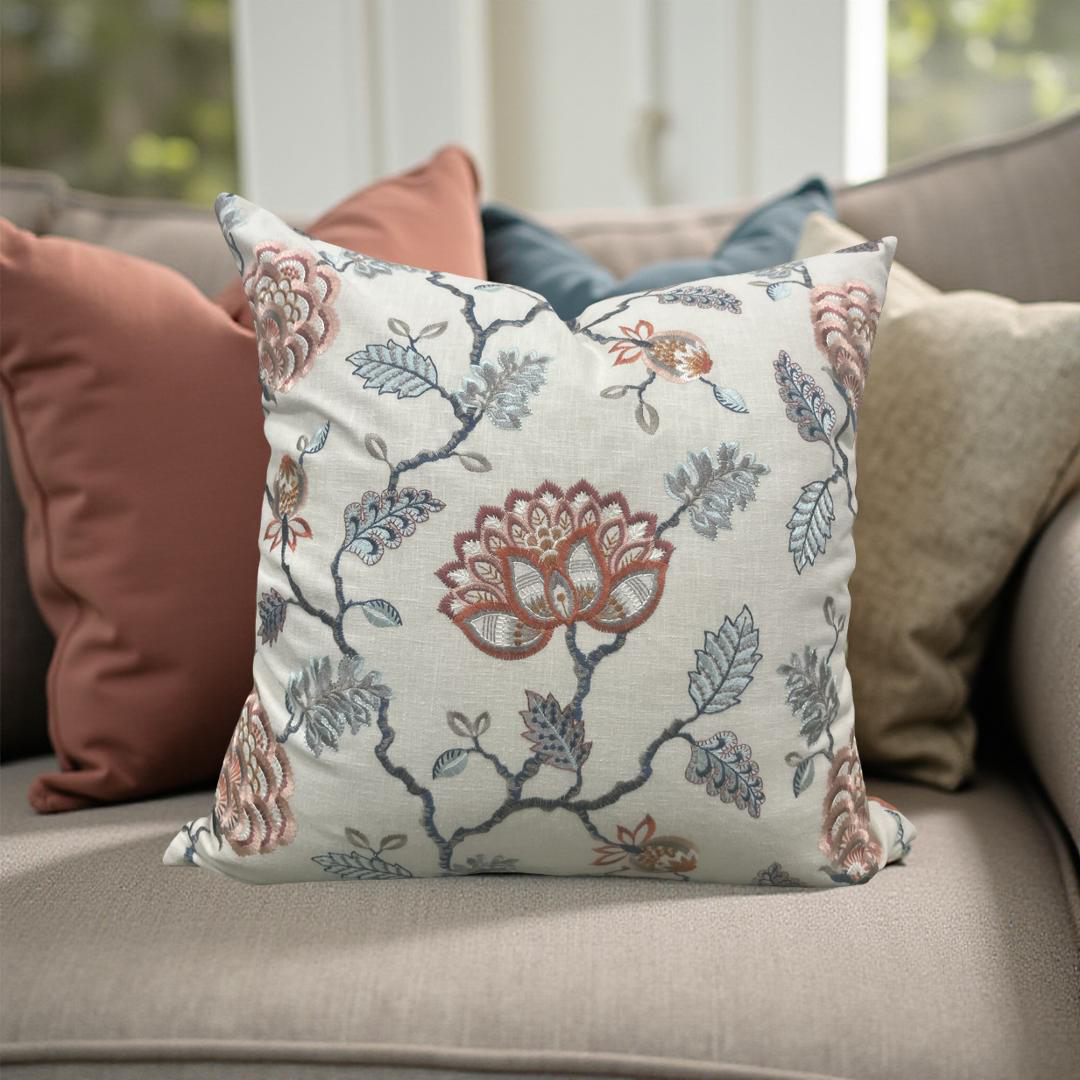 Designer Fabric Grand Bouquet Sorbet 22x22" Knife Edge Decorative Throw Pillow