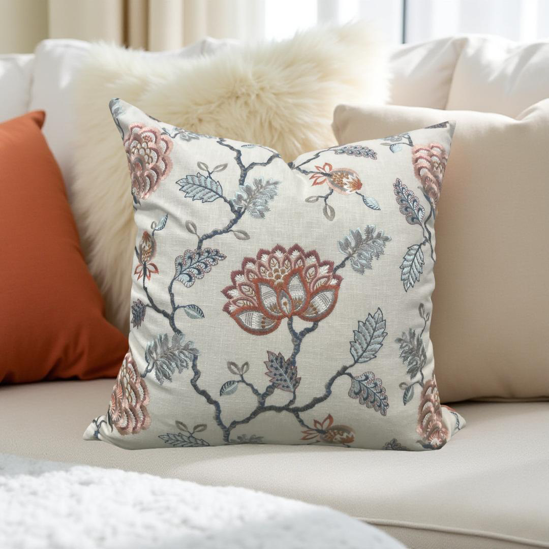 Designer Fabric Grand Bouquet Sorbet 22x22" Knife Edge Decorative Throw Pillow