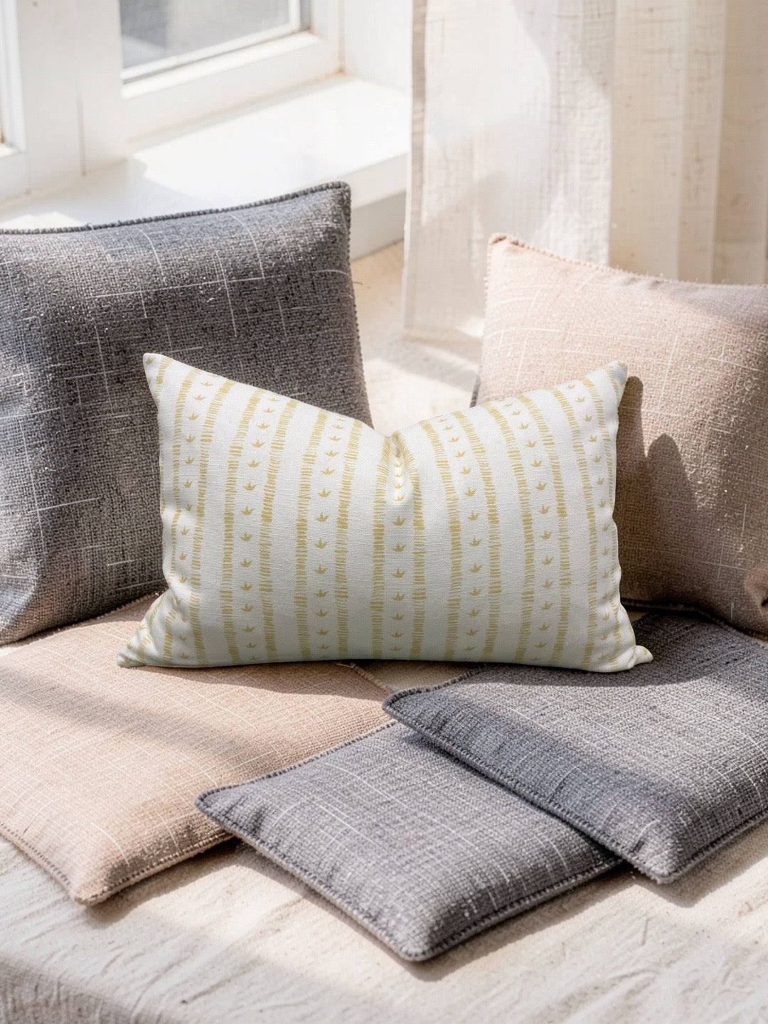 Kate Medlicott Lumbar Pillow Meuse Macaron 12x18" Knife Edge Cover