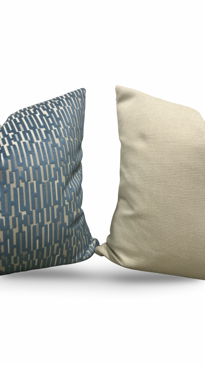 Decorative Pillow Lino Silver Blue 20x20" Knife Edge Cover