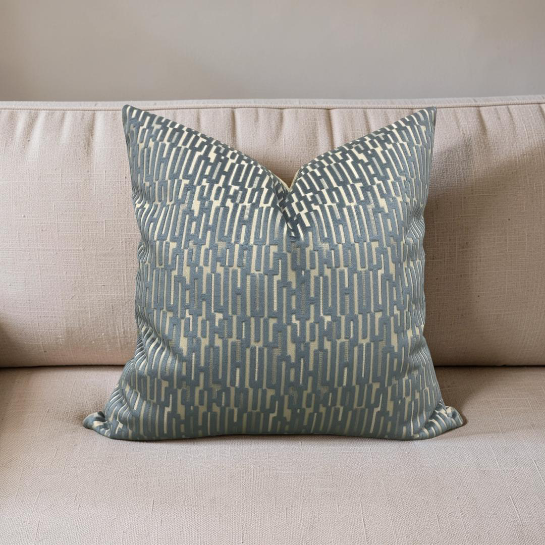 Decorative Pillow Lino Silver Blue 20x20" Knife Edge Cover