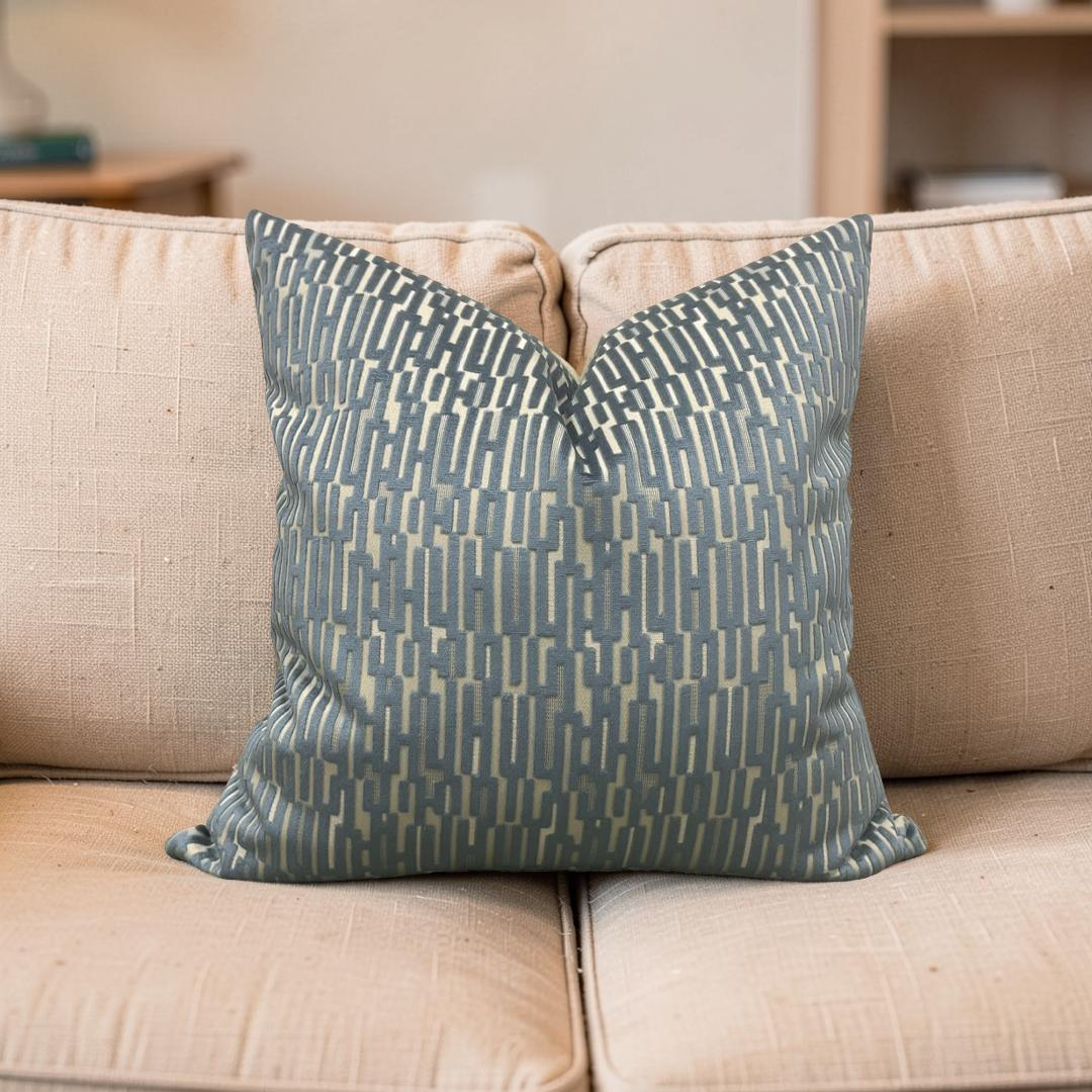 Decorative Pillow Lino Silver Blue 20x20" Knife Edge Cover