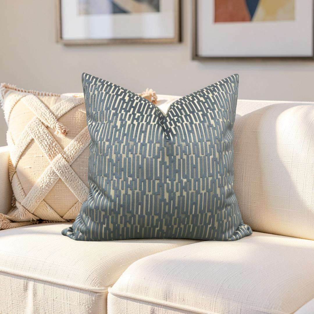 Decorative Pillow Lino Silver Blue 20x20" Knife Edge Cover
