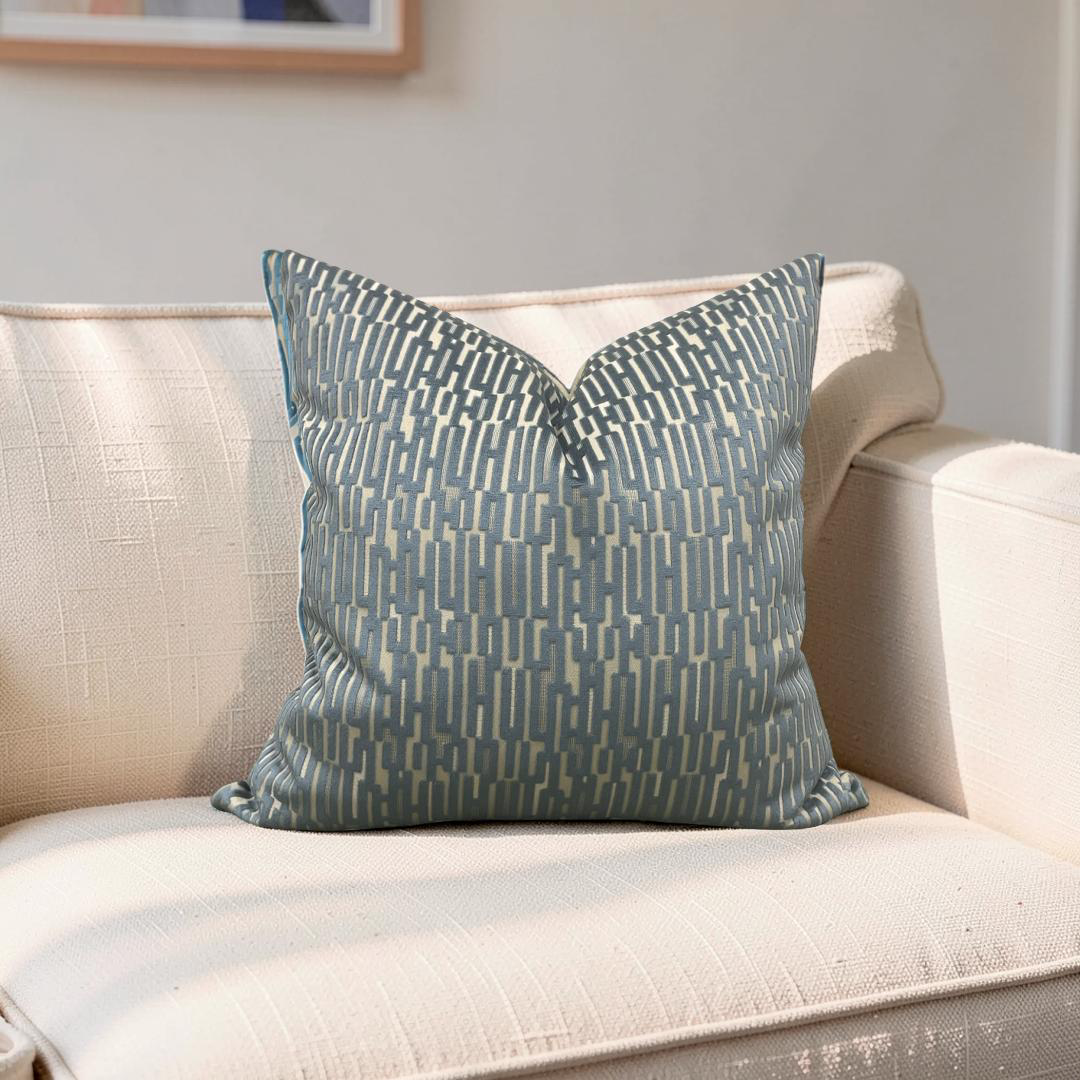 Decorative Pillow Lino Silver Blue 20x20" Knife Edge Cover