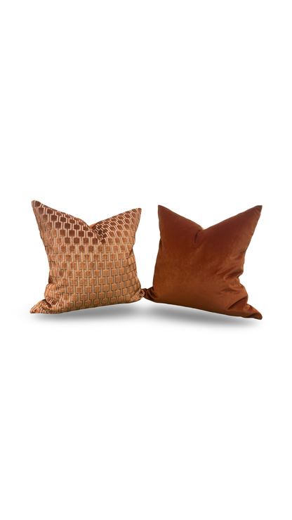 Bakerloo Burnt Orange 22x22" Raised Velvet Knife Edge Decorative Pillow