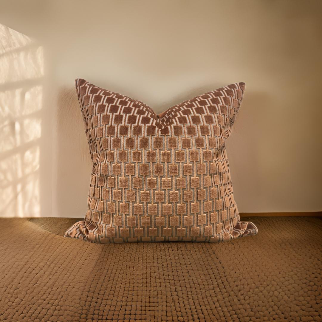Bakerloo Burnt Orange 22x22" Raised Velvet Knife Edge Decorative Pillow