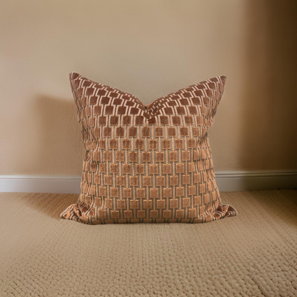 Bakerloo Burnt Orange 22x22" Raised Velvet Knife Edge Decorative Pillow
