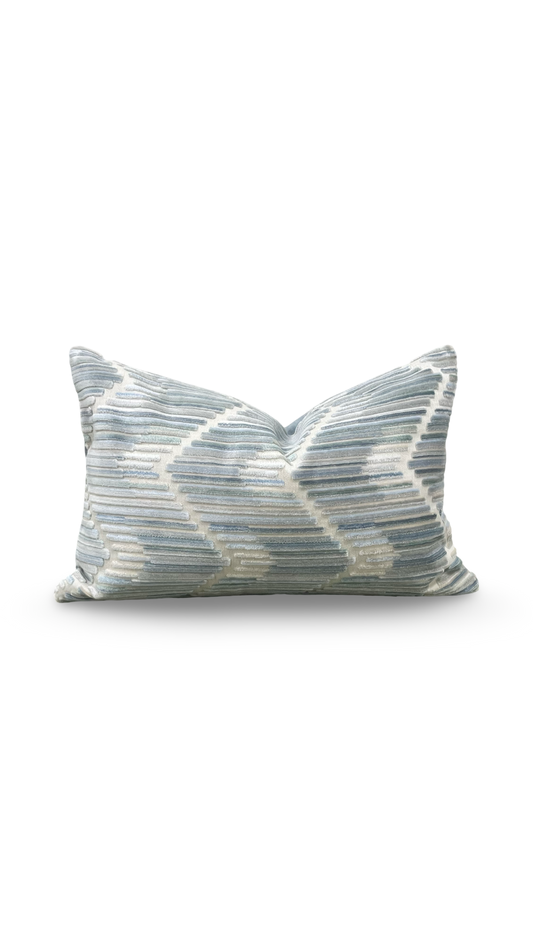 Designer Fabric Highs And Lows Silver 12x18" Knife Edge Lumbar Pillow