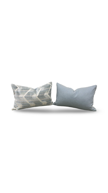 Designer Fabric Highs And Lows Silver 12x18" Knife Edge Lumbar Pillow