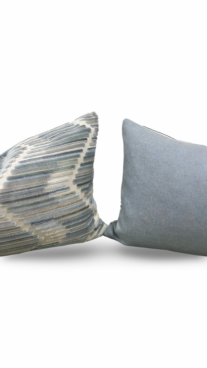 Designer Fabric Highs And Lows Silver 12x18" Knife Edge Lumbar Pillow