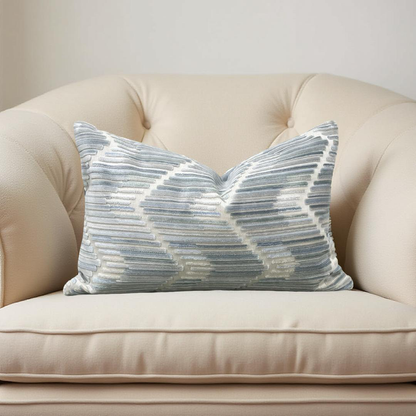 Designer Fabric Highs And Lows Silver 12x18" Knife Edge Lumbar Pillow