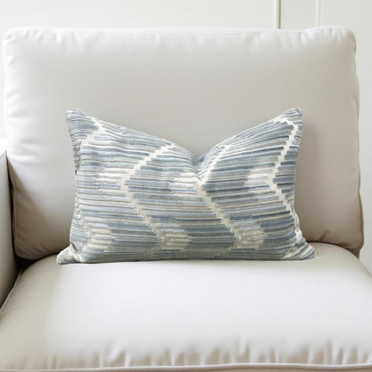 Designer Fabric Highs And Lows Silver 12x18" Knife Edge Lumbar Pillow