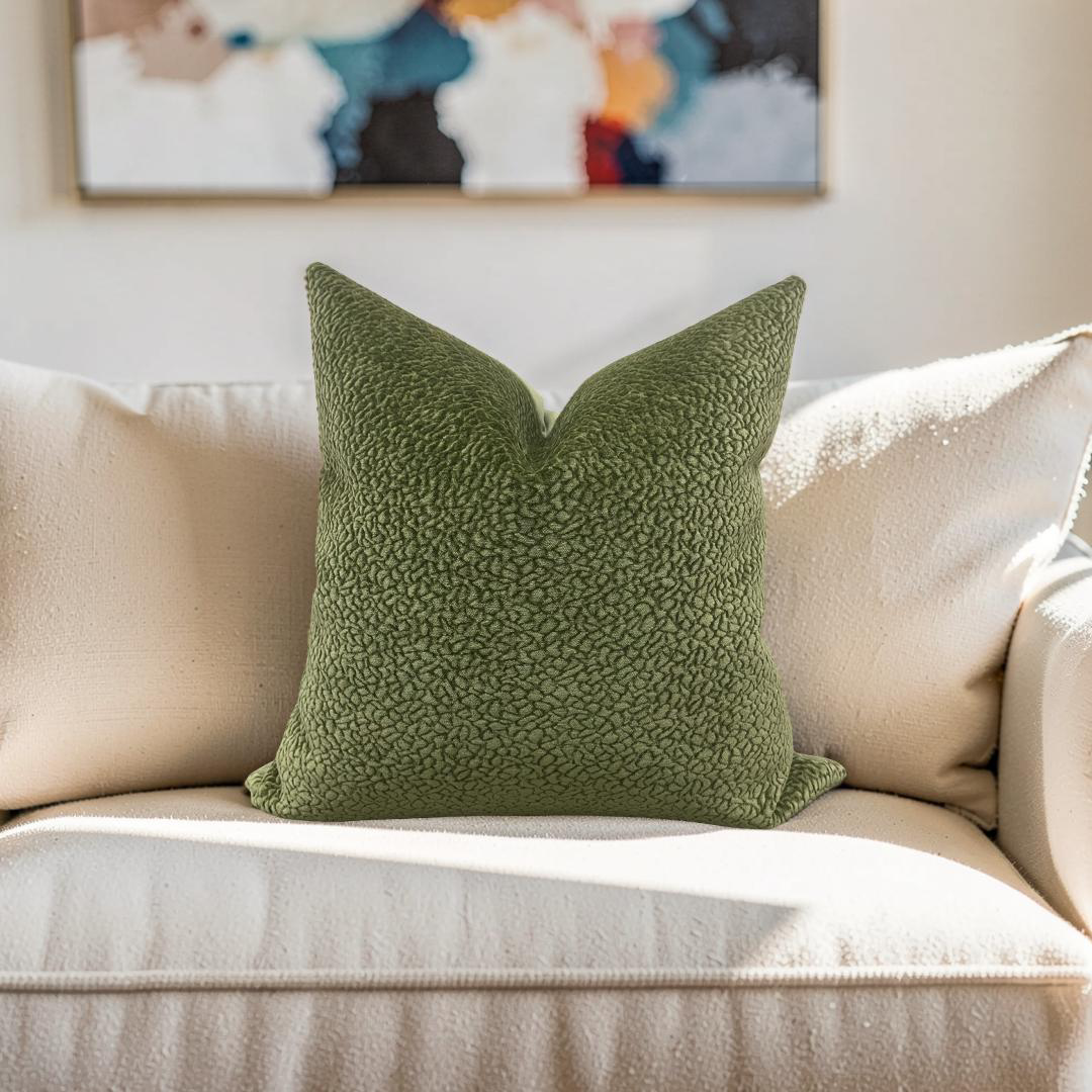 Chenille Decorative Pillow Barton Basil 22x22" Knife Edge Cover