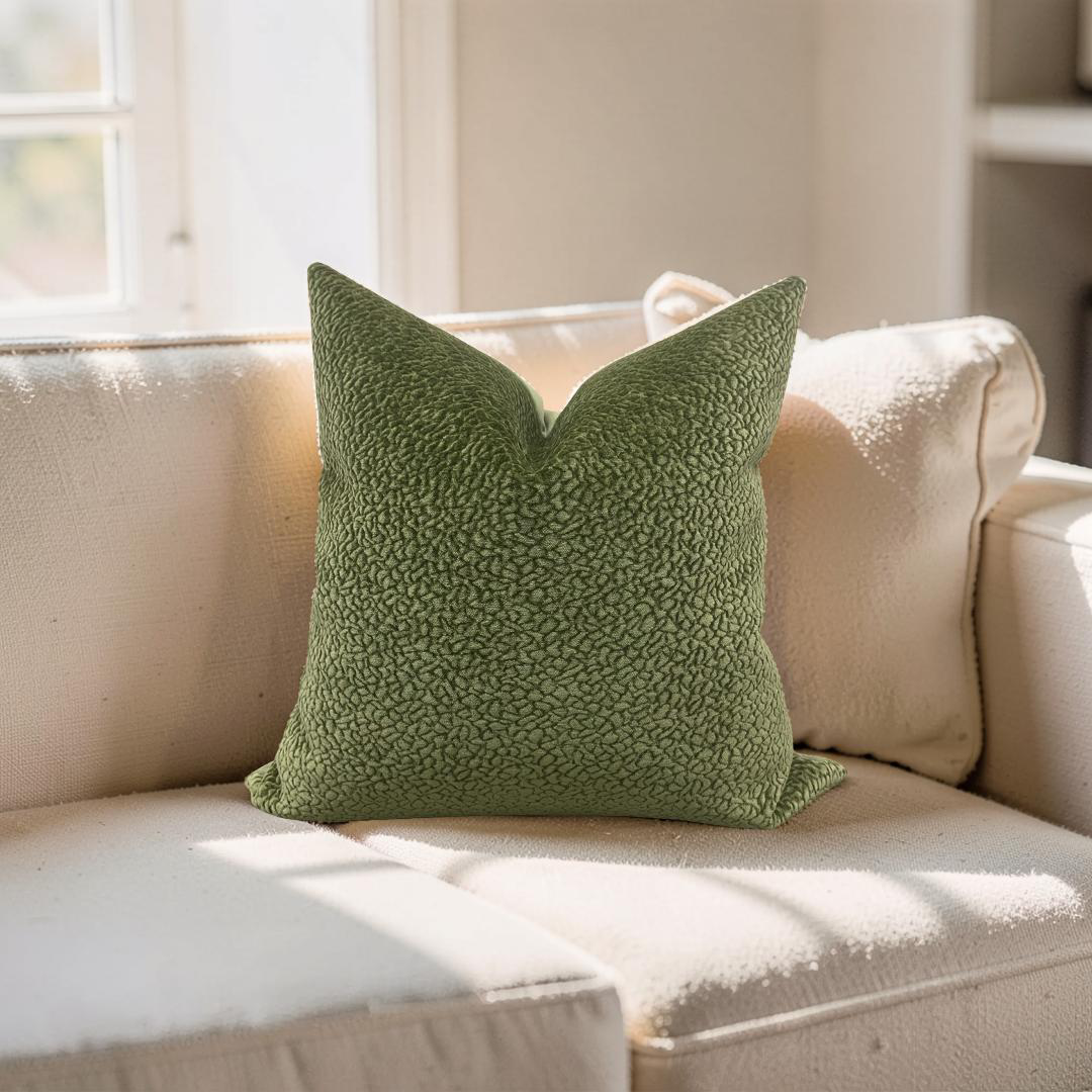 Chenille Decorative Pillow Barton Basil 22x22" Knife Edge Cover