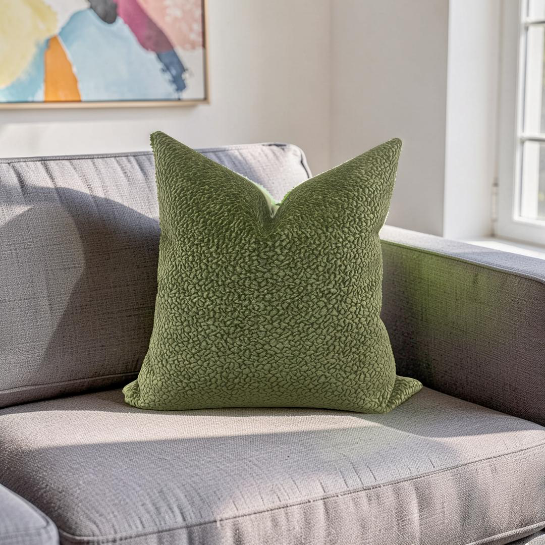 Chenille Decorative Pillow Barton Basil 22x22" Knife Edge Cover