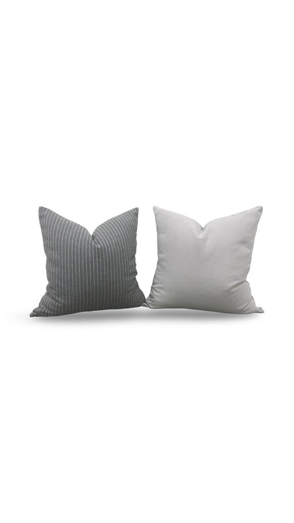 Grey Striped Coco Maison Decorative Pillow 18x18" Knife Edge Cover