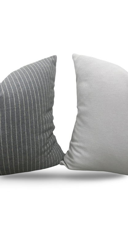 Grey Striped Coco Maison Decorative Pillow 18x18" Knife Edge Cover