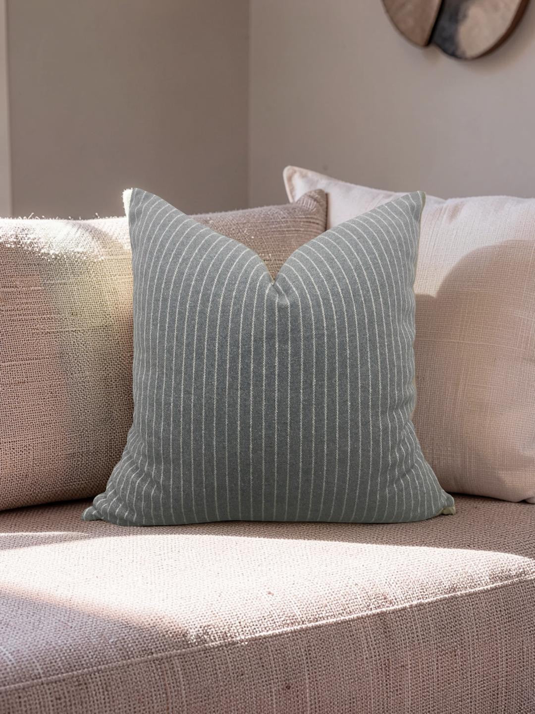 Grey Striped Coco Maison Decorative Pillow 18x18" Knife Edge Cover