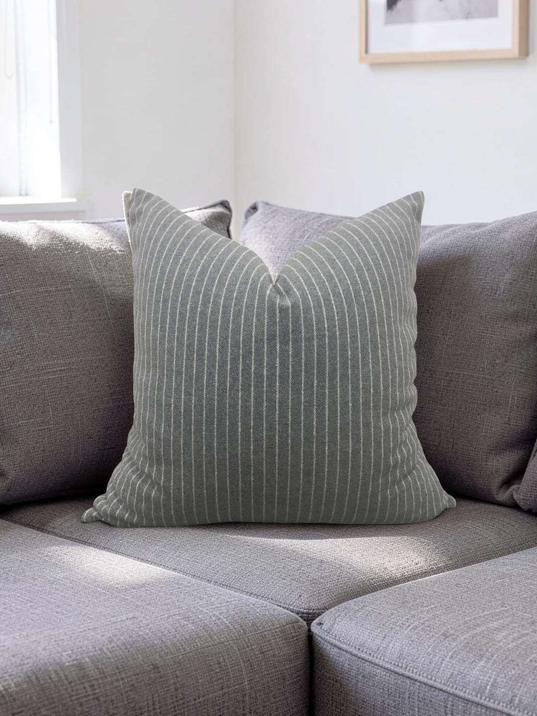 Grey Striped Coco Maison Decorative Pillow 18x18" Knife Edge Cover