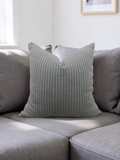 Grey Striped Coco Maison Decorative Pillow 18x18" Knife Edge Cover