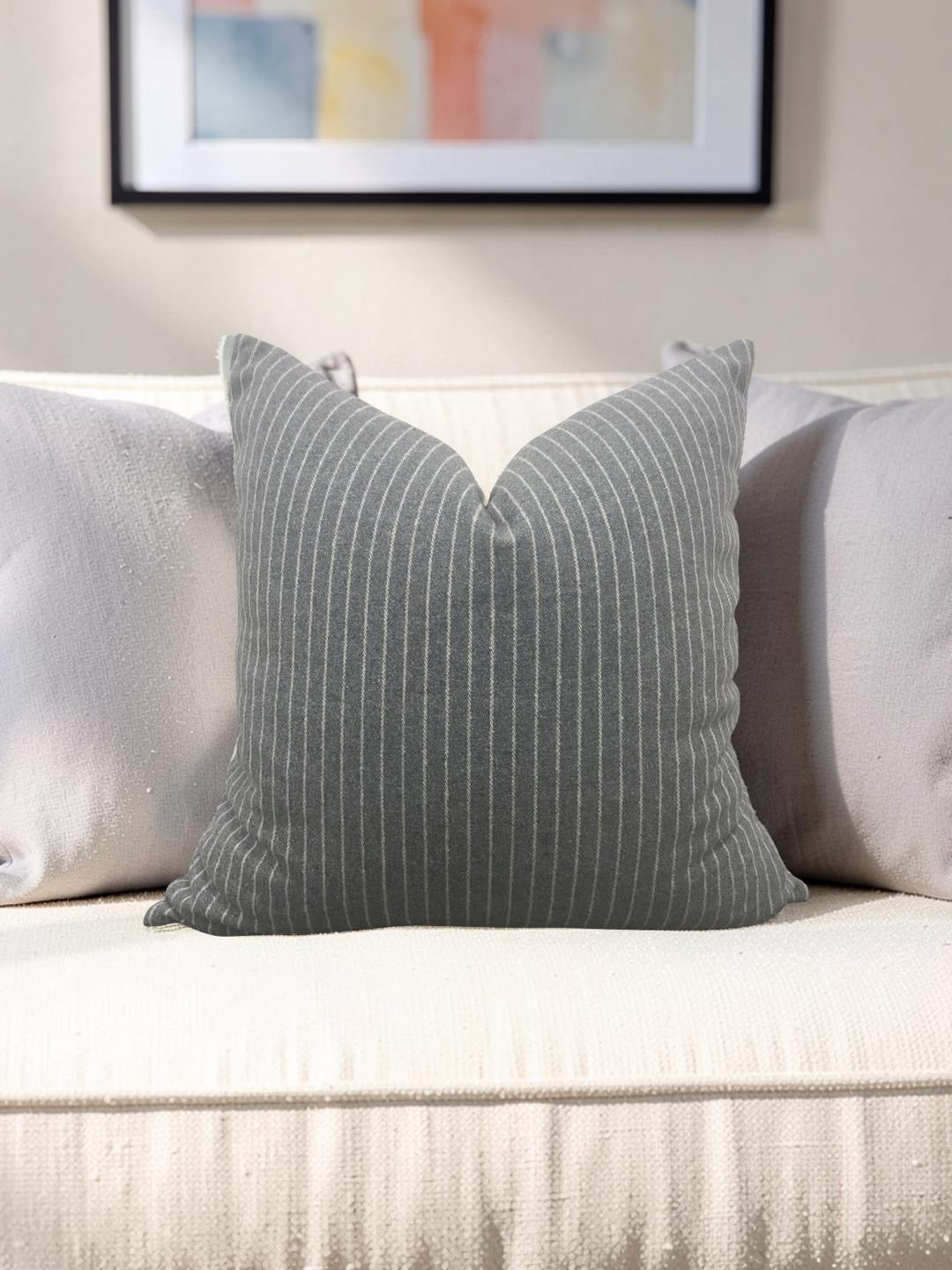Grey Striped Coco Maison Decorative Pillow 18x18" Knife Edge Cover