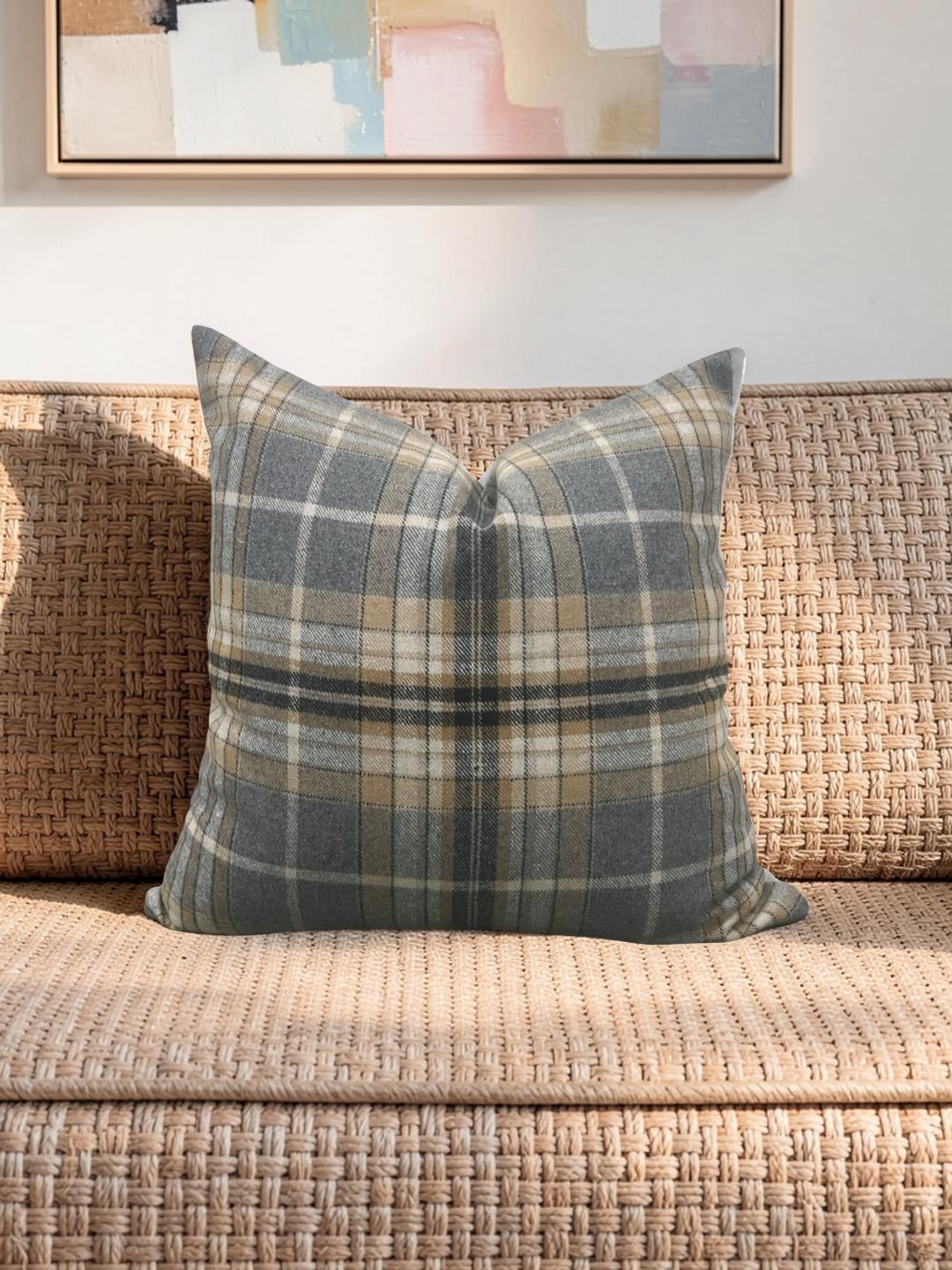 Plaid Check Decorative Pillow 20x20" Knife Edge Cover