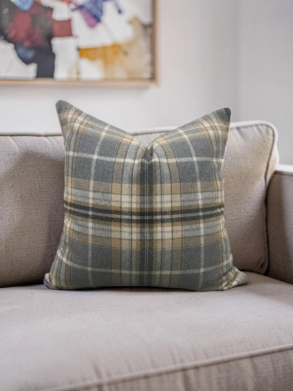 Plaid Check Decorative Pillow 18x18" Knife Edge Cover