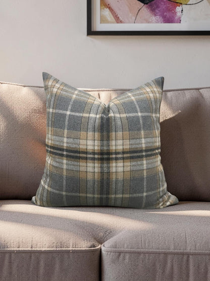 Plaid Check Decorative Pillow 18x18" Knife Edge Cover