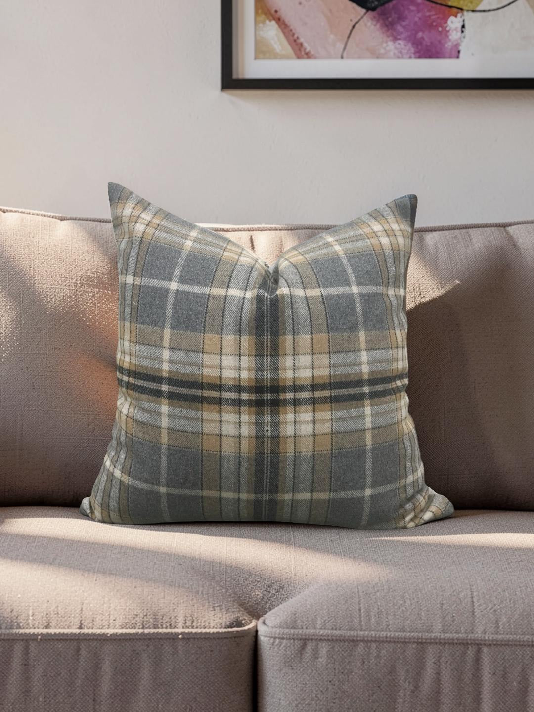 Plaid Check Decorative Pillow 20x20" Knife Edge Cover