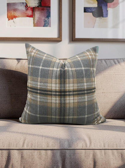 Plaid Check Decorative Pillow 18x18" Knife Edge Cover