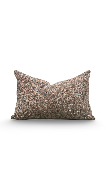 Designer Fabric Chenille Multi Colored 12X18" Knife Edge Decorative Lumbar Pillow