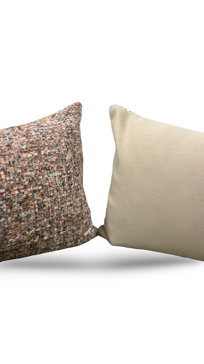 Designer Fabric Chenille Multi Colored 12X18" Knife Edge Decorative Lumbar Pillow