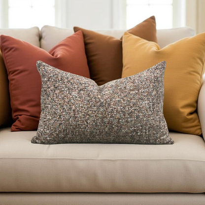 Designer Fabric Chenille Multi Colored 12X18" Knife Edge Decorative Lumbar Pillow